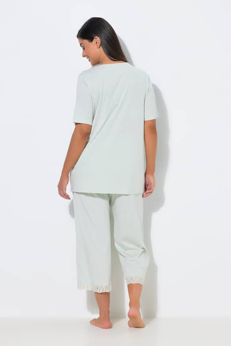 Pyjama, Lochstickerei, Halbarm, Modalmix