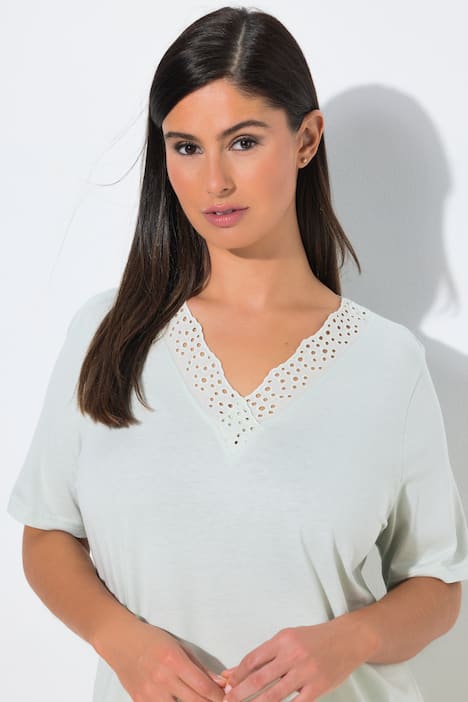 Pyjama, Lochstickerei, Halbarm, Modalmix