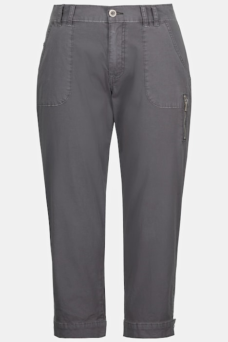 Caprihose Tina, 5-Pocket-Schnitt, Saumschlitze, Zipper