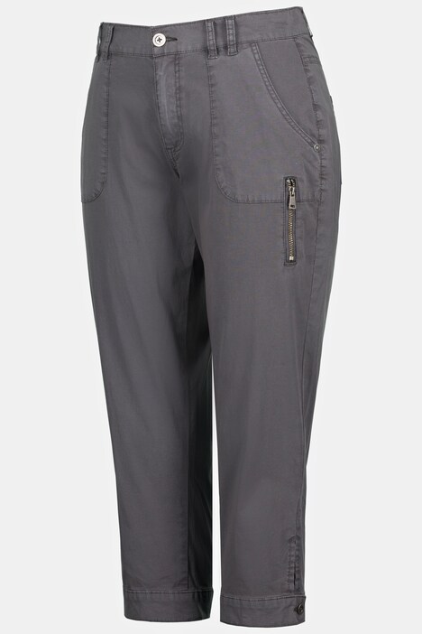 Caprihose Tina, 5-Pocket-Schnitt, Saumschlitze, Zipper