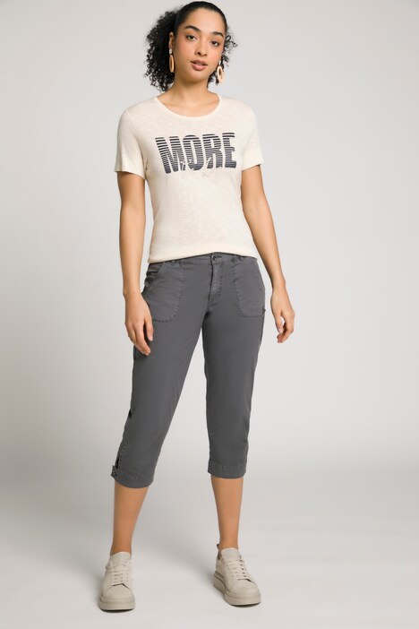 Caprihose Tina, 5-Pocket-Schnitt, Saumschlitze, Zipper