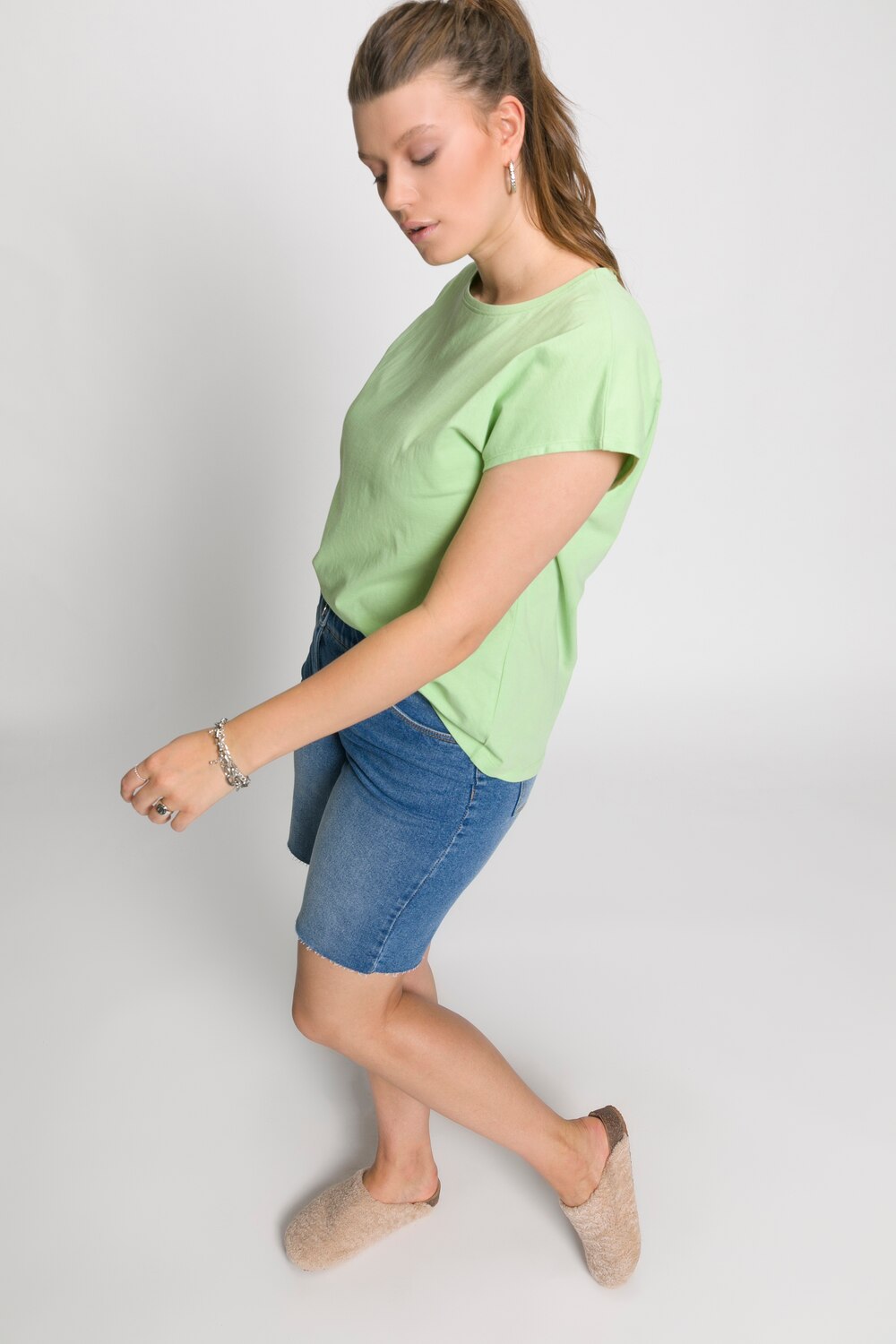 Grote Maten oversized shirt, Dames, groen, Maat: 46/48, Katoen, Studio Untold