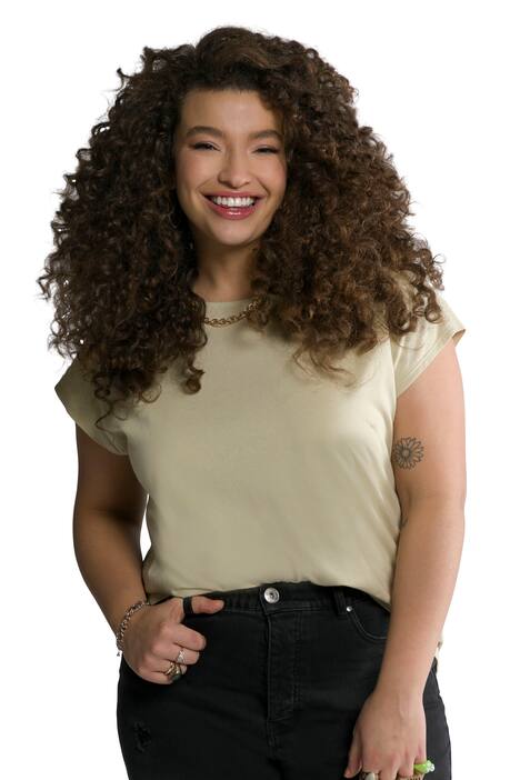 Oversize tričko, kulatý výstřih, padlá ramena