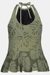 Tankini z baskinką, liście palm, ramiączka na szyi, taśma pod biustem