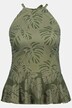 Tankini z baskinką, liście palm, ramiączka na szyi, taśma pod biustem