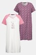 Koszule nocne, dwupak, kropki, okrągły dekolt, krótki rękaw