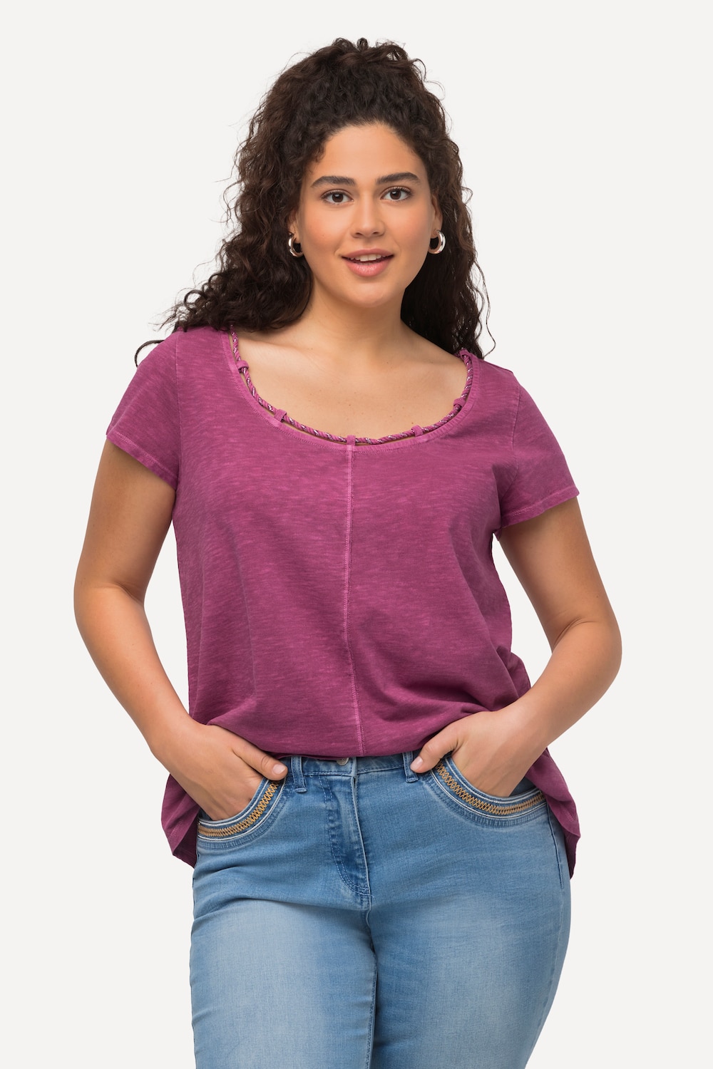 Grote Maten T-shirt, Dames, roze, Maat: 42/44, Katoen, Ulla Popken