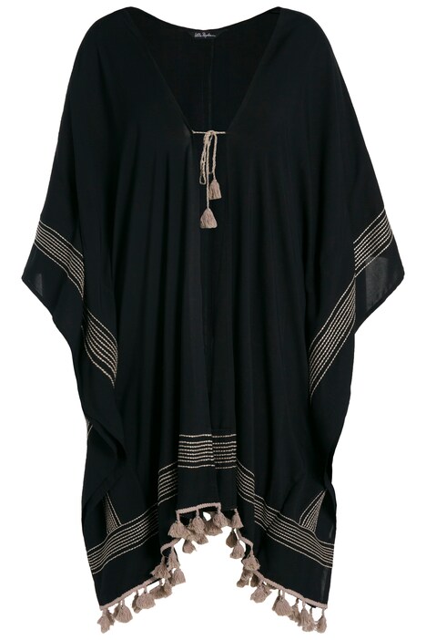 Kimono, ozdobné švy, cípový lem, výstřih do V, krátké rukávy