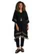 Kimono, ozdobné švy, cípový lem, výstřih do V, krátké rukávy