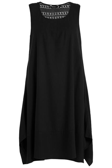 Lněné šaty, cípový lem, A střih, kulatý výstřih, bez rukávů