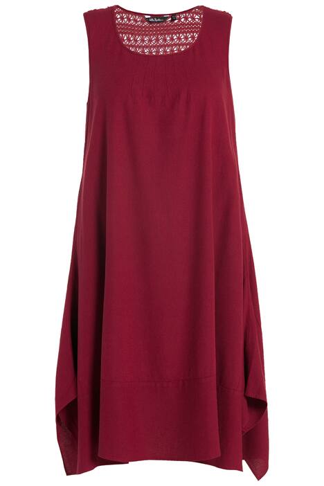 Lněné šaty, cípový lem, A střih, kulatý výstřih, bez rukávů