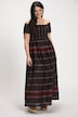 Ethnic Stripes Smocked Bodice Maxi Dress