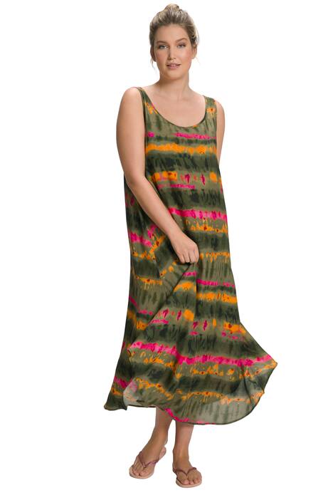 Midi šaty, batikované pruhy, kulatý výstřih, bez rukávů