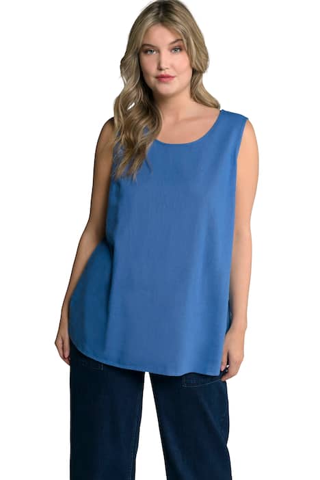 Halenkový top, A střih, kulatý výstřih, lněná směs, bez rukávů