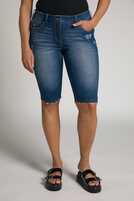 Jeans-Shorts Sarah, Fransen, schmales Bein, High Waist