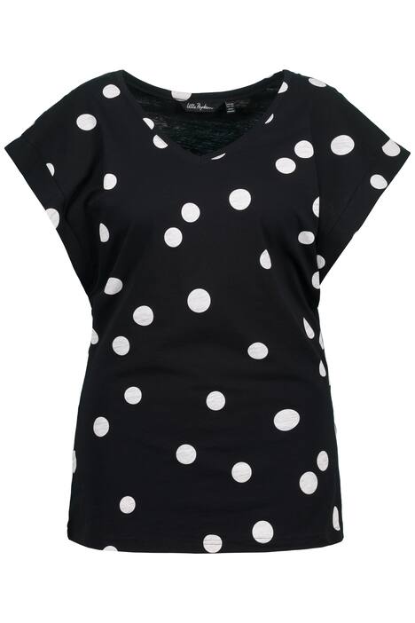 Tričko, puntíky, vycpávky na ramenou, výstřih do V, krátké rukávy