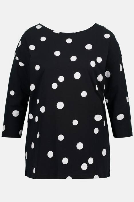 Oversizowy T-shirt w groszki, dekolt w łódeczkę, ręka