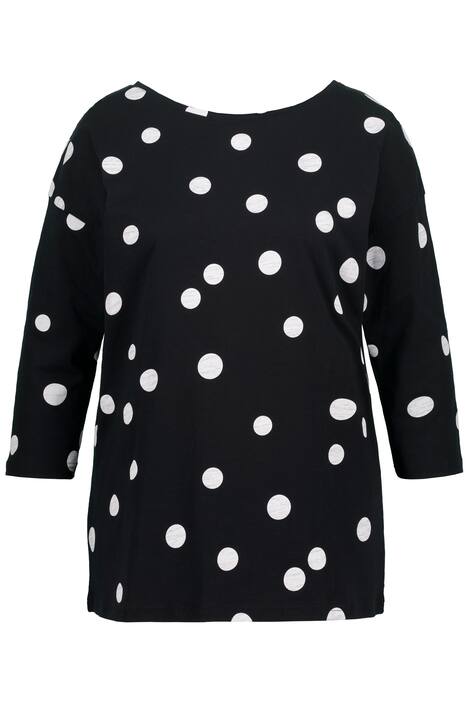 Tričko, puntíky, oversize, lodičkový výstřih, 3/4 rukávy