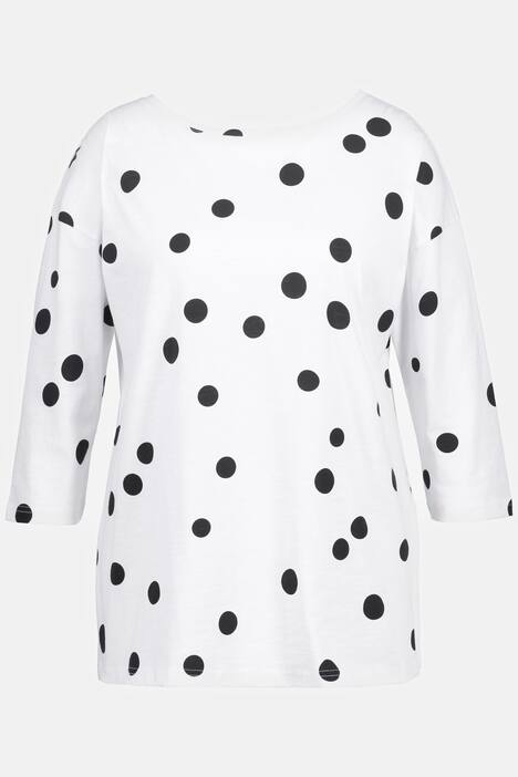 Oversizowy T-shirt w groszki, dekolt w łódeczkę, ręka