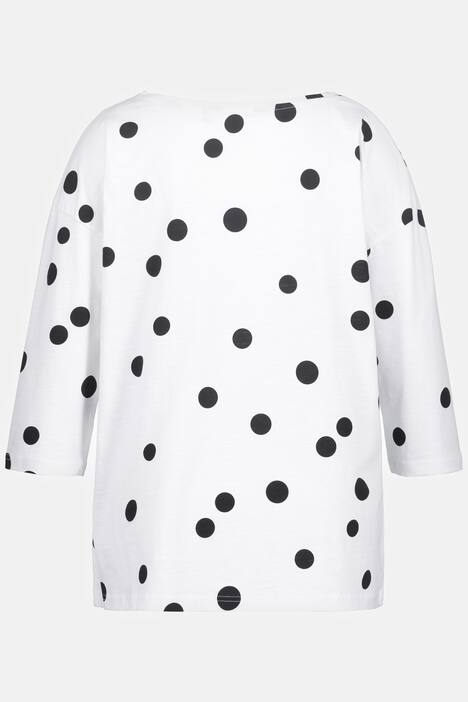 Oversizowy T-shirt w groszki, dekolt w łódeczkę, ręka