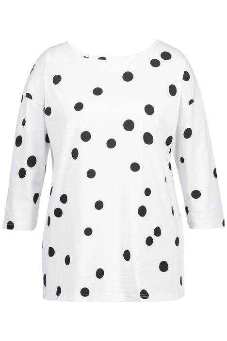 Tričko, puntíky, oversize, lodičkový výstřih, 3/4 rukávy