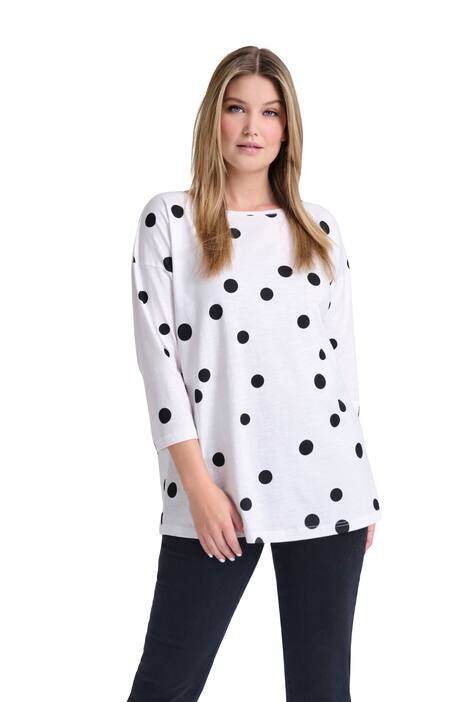 Tričko, puntíky, oversize, lodičkový výstřih, 3/4 rukávy