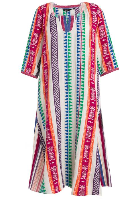 Kaftan, etno vzor, A střih, tunikový výstřih, 3/4 rukávy