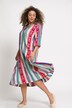Kaftan w paski etno,  linia litery A, dekolt a la tunika, rękaw 3/4