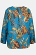 Leaf Print Linen V-Neck Long Sleeve Shirt