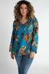 Leaf Print Linen V-Neck Long Sleeve Shirt