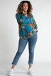 Leaf Print Linen V-Neck Long Sleeve Shirt