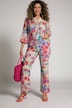 Hose Rose, weites, gerades Bein, Elastikbund, Leinenmix
