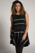 Top w kolorowe paski, linia litery A, okrągły dekolt, bez rękawów