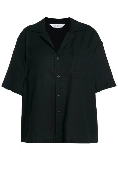 Halenka, oversize, lněná směs, klopový límec, krátké rukávy