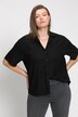 Bluse, oversized, Leinen-Mix, Reverskragen, Halbarm