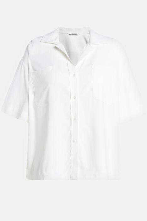 Bluse, oversized, Leinen-Mix, Reverskragen, Halbarm