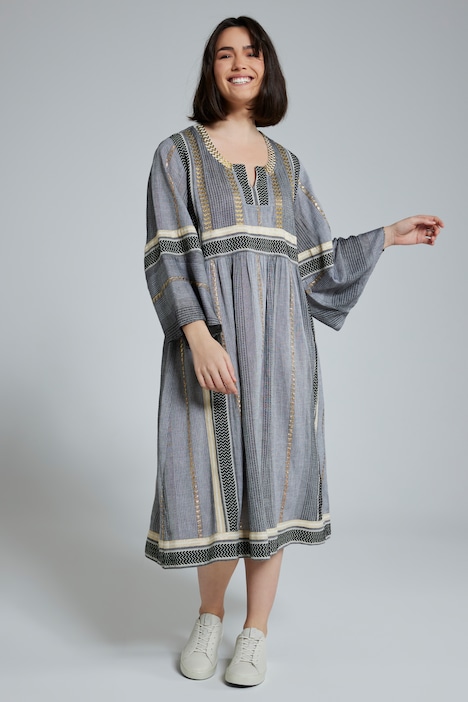 Ethnic Embroidered Cotton Blend Caftan Dress | More Dresses | Dresses