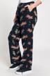 Dragonfly Print Elastic Waist Wide Leg Rose Fit Pants