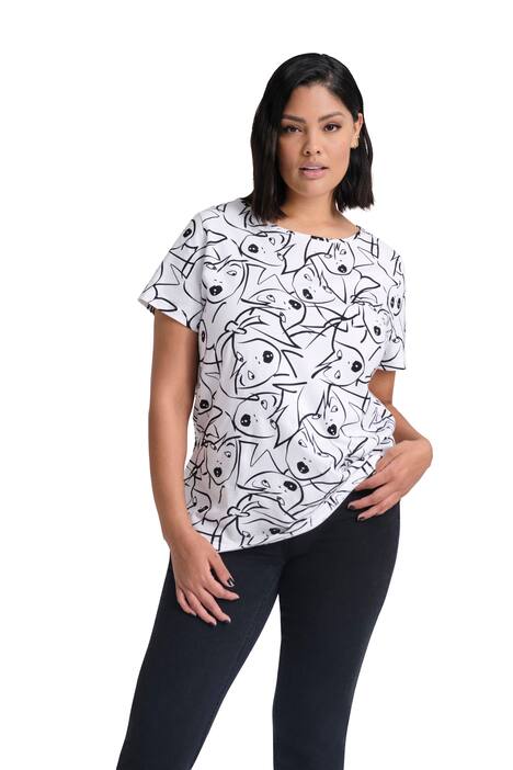 Tričko, motiv obličeje, Regular, lodičkový výstřih, krátké rukávy