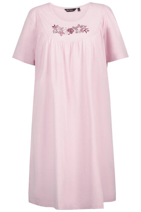 Noční košile, květovaná výšivka, kulatý výstřih, krátké rukávy