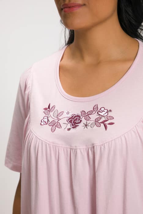 Embroidered Yoke Cotton Knit Nightgown
