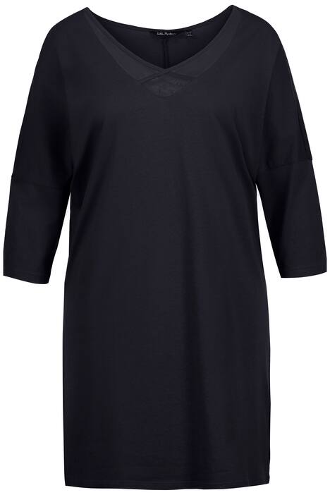 Noční košile, síťovaná vsadka, výstřih do V, dlouhé netopýří rukávy