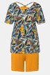 shorty, bladeren, ronde hals, korte mouwen, korte pyjama