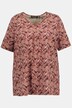 Paisley Print Pleat Front V-Neck A-line Fit Stretch Tee