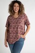 Paisley Print Pleat Front V-Neck A-line Fit Stretch Tee