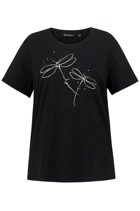 Tričko, vážka, ozdobné kamínky, kulatý výstřih, krátké rukávy