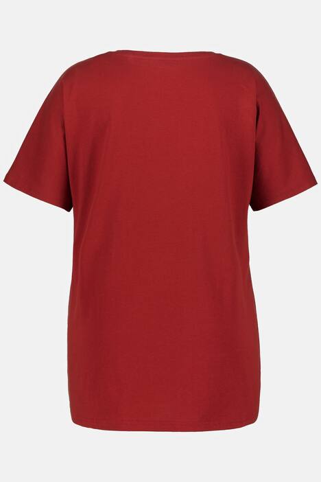 T-shirt ze słoniem, oversized, dekolt w szpic, krótki rąkaw