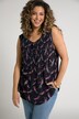 Dragonfly Print Elastic Smocked Bodice Crepe Tank Blouse