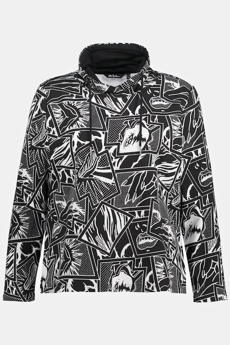 Comic Art Draped Collar Sweatshirt