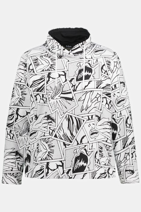 Comic Art Draped Collar Sweatshirt | all Sweatshirts | Sweatshirts